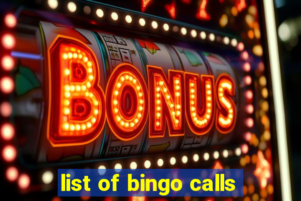 list of bingo calls