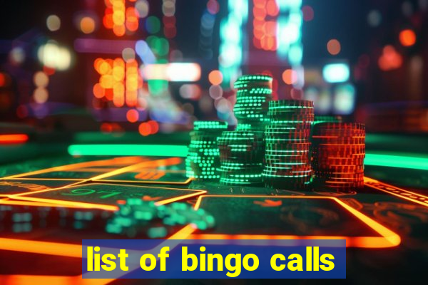 list of bingo calls